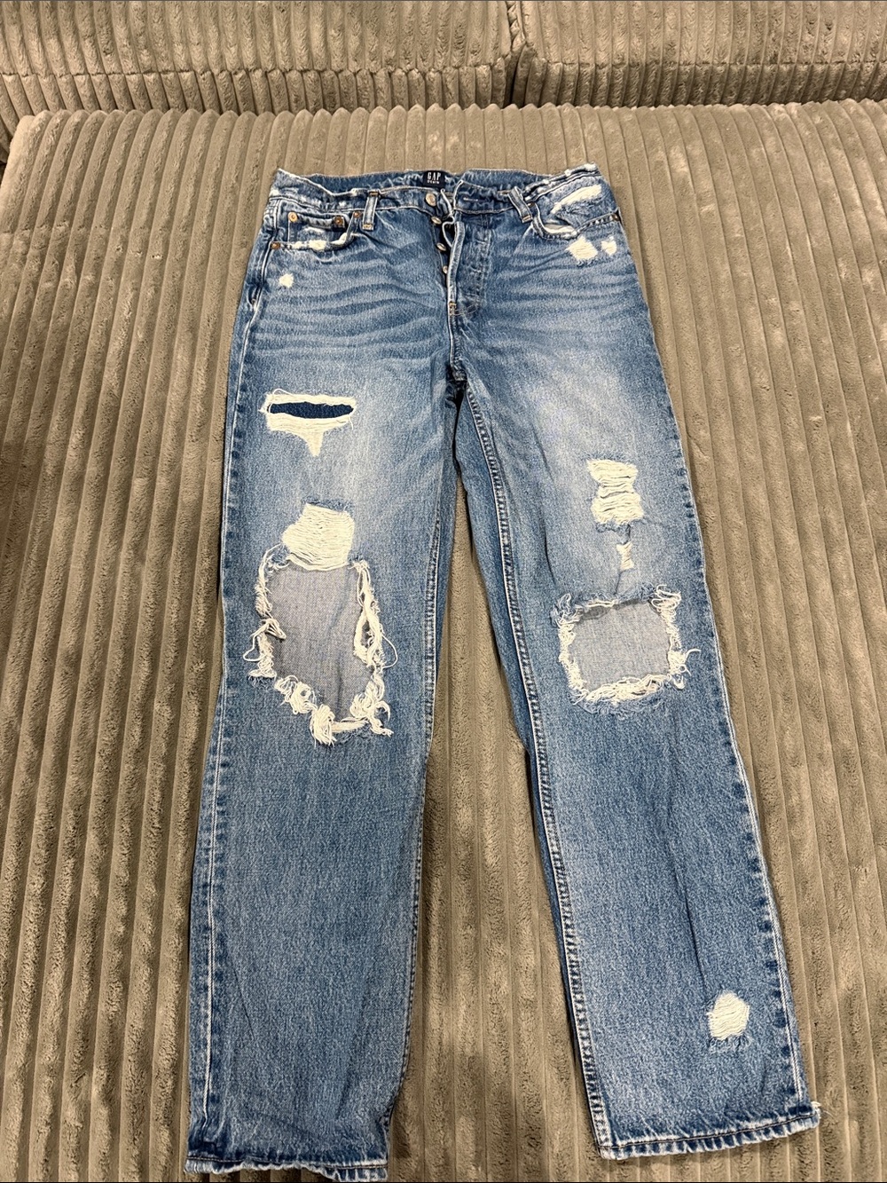 GAP Distressed Light Blue Boyfriend Jeans